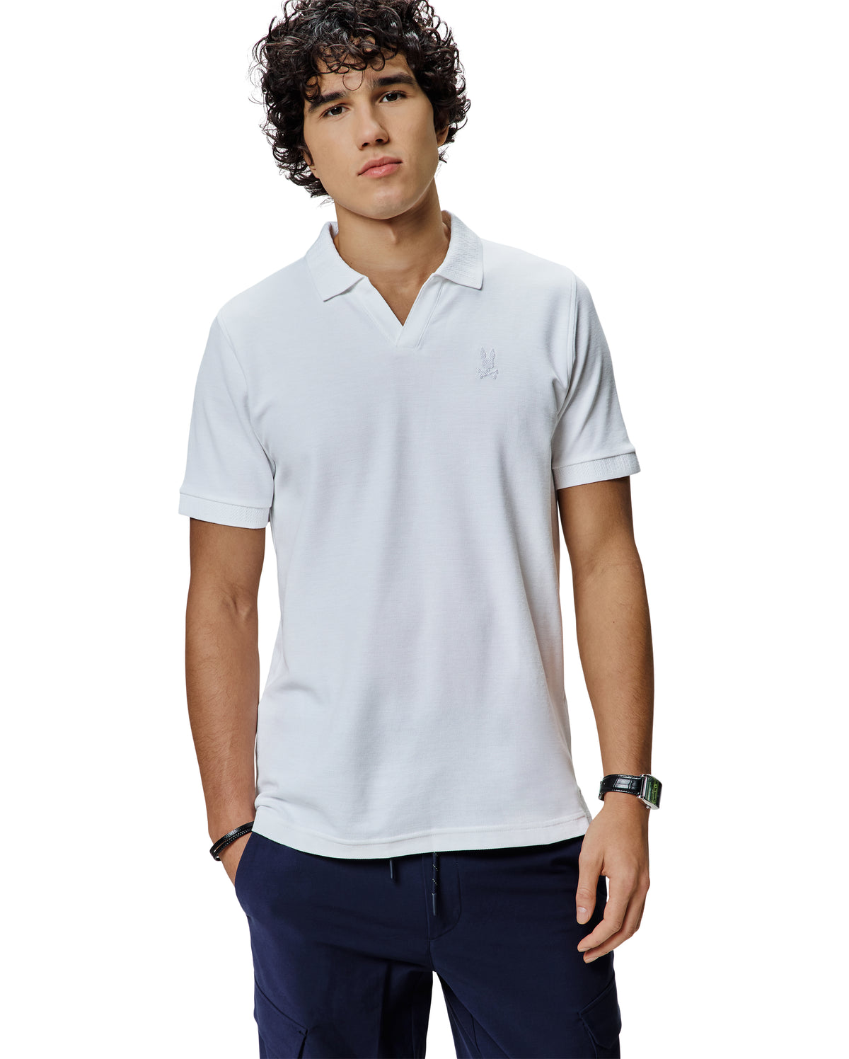 POLO M/C PSYCHO BUNNY PARA HOMBRE COLOR BLANCO MT0100180100