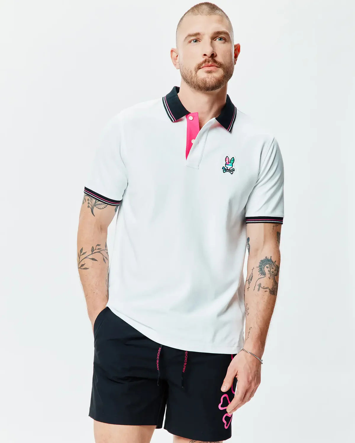POLO M/C PSYCHO BUNNY PARA HOMBRE COLOR BLANCO MT0100186100