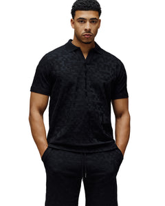 PSYCHO BUNNY POLO JERSEY JACQUARD JOSH PARA CABALLERO HOMBRE NEGRO MT0100144001