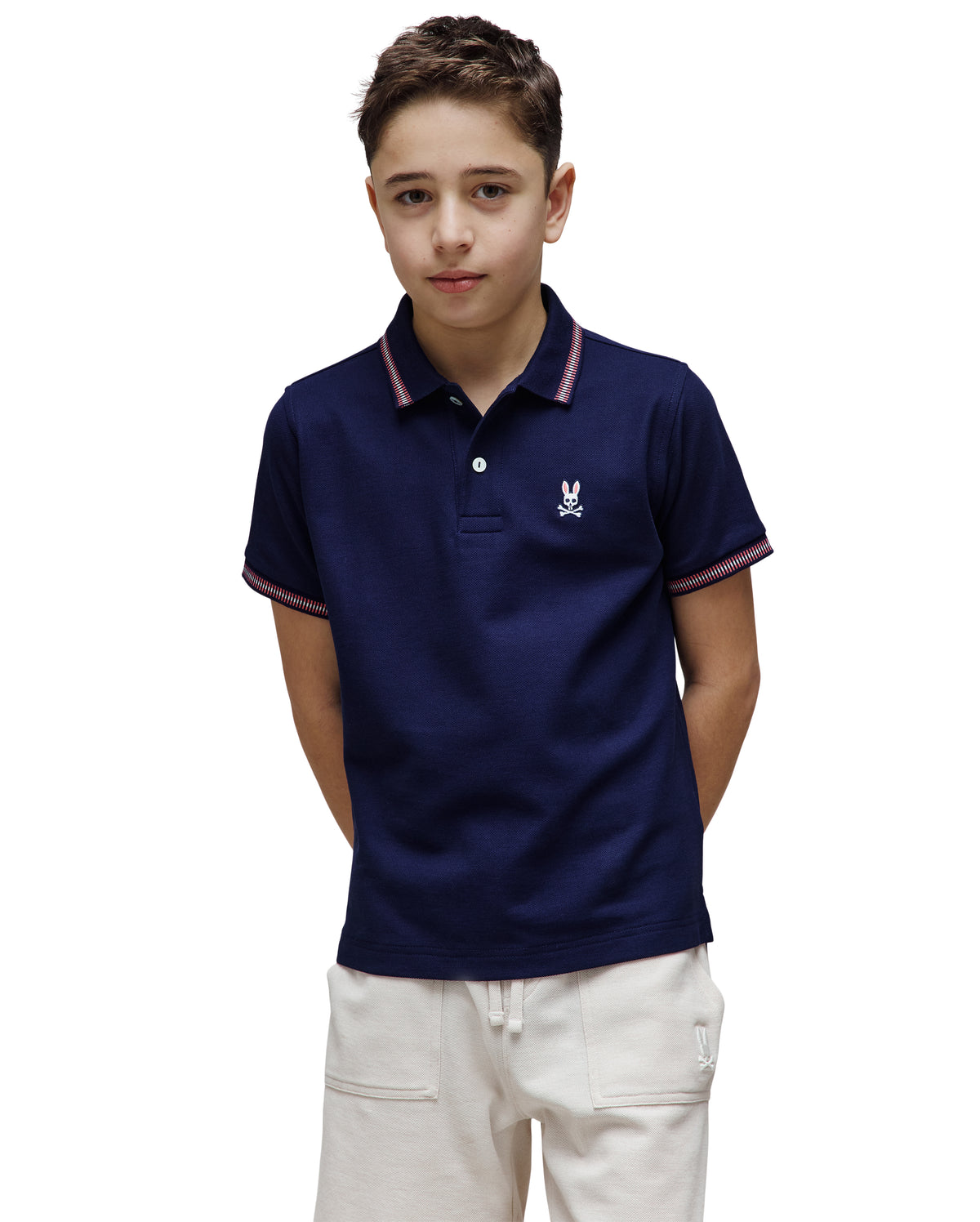 POLO M/C PSYCHO BUNNY PARA NIÑO COLOR AZUL KT0100078402