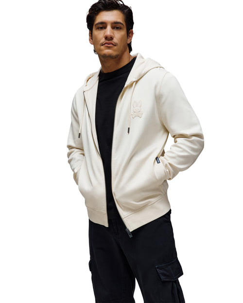 PSYCHO BUNNY SUDADERA CON CAPUCHA Y CREMALLERA BARRY PARA CABALLERO HOMBRE BEIGE MT0500176250