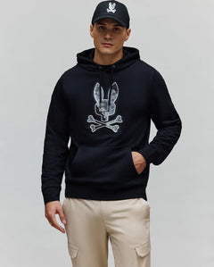 PSYCHO BUNNY SUDADERA CON CAPUCHA CON LOGO BORDADO PIXELADO OLIVIER PARA CABALLERO HOMBRE NEGRO MT0500141001