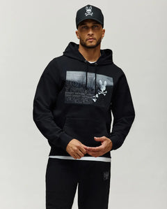 PSYCHO BUNNY SUDADERA CON CAPUCHA JARVOS PARA CABALLERO HOMBRE NEGRO MT0500168001