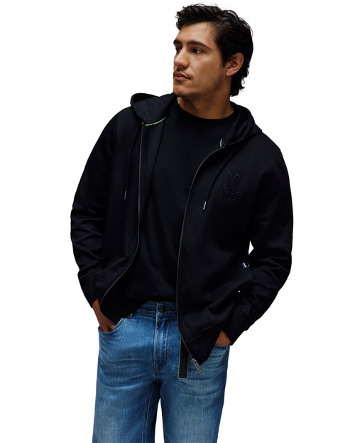 PSYCHO BUNNY SUDADERA CON CAPUCHA Y CREMALLERA BARRY PARA CABALLERO HOMBRE NEGRO MT0500176001