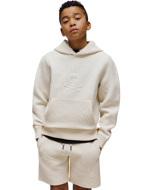 PSYCHO BUNNY SUDADERA CON CAPUCHA TEXTURIZADA PARA NIÑO BEIGE KT0500030250