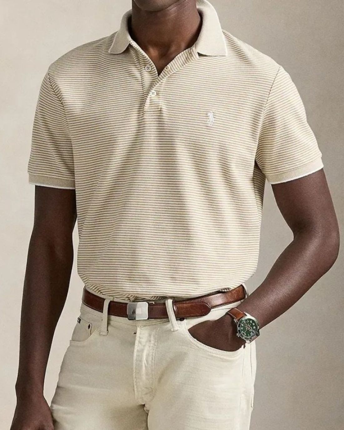 Camisa Tipo Polo Knit-Polo Ralph Lauren Para Hombre De Color Beige