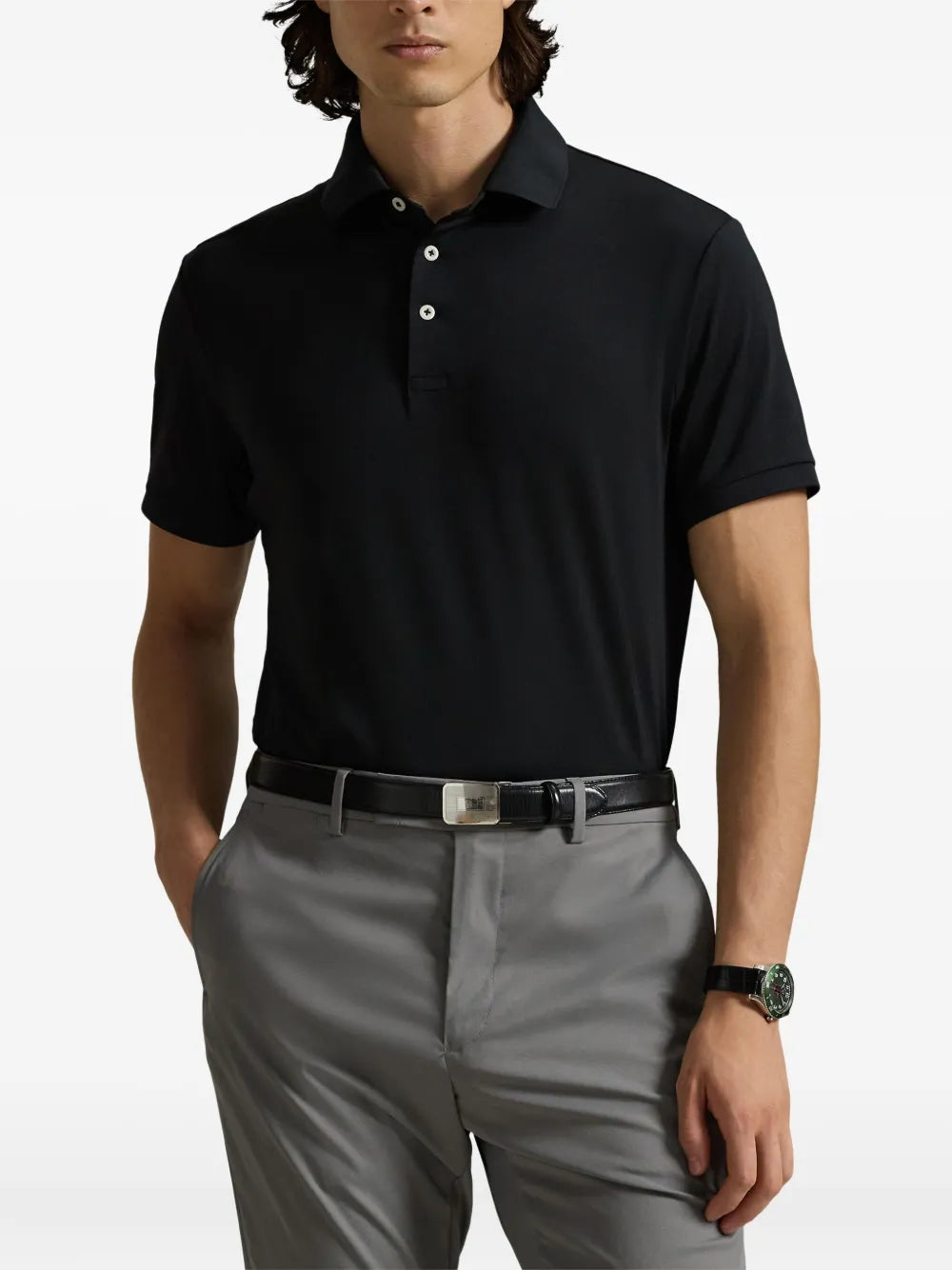 Camisa Tipo Polo Knit-Polo Ralph Lauren Para Hombre De Color Negro