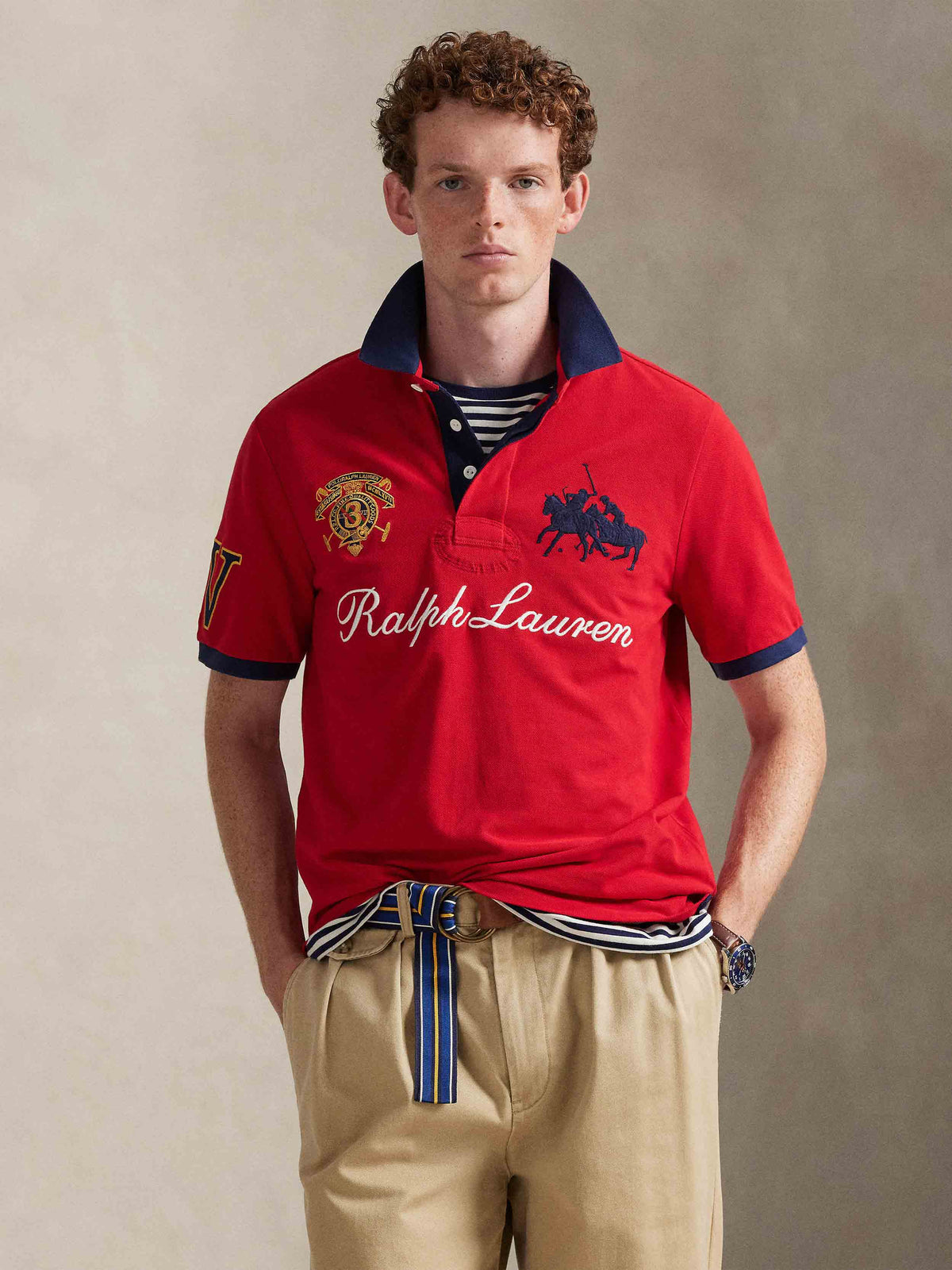 Camisa Tipo Polo Knit-Polo Ralph Lauren Para Hombre De Color Rojo