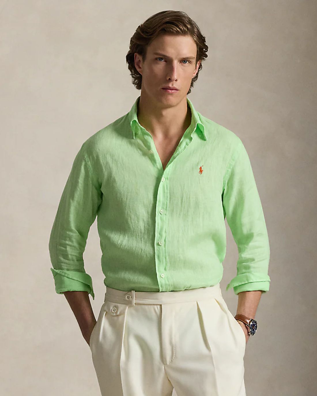 Camisa Cubdppcs-Long Sleeve-Sport Shirt Ralph Lauren Para Hombre De Color Verde