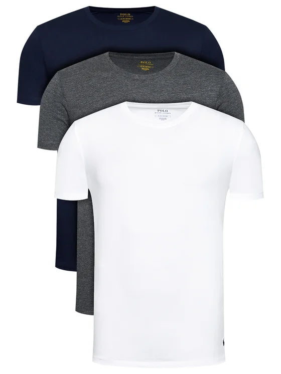CAMISETA RALPH LAUREN HOMBRE 3PK NAVY/CHARCOAL HTHR/WHITE 714830304005