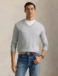 Sueter Ls Sf Vn Pp-Long Sleeve-Sweater Ralph Lauren Para Hombre De Color Gris