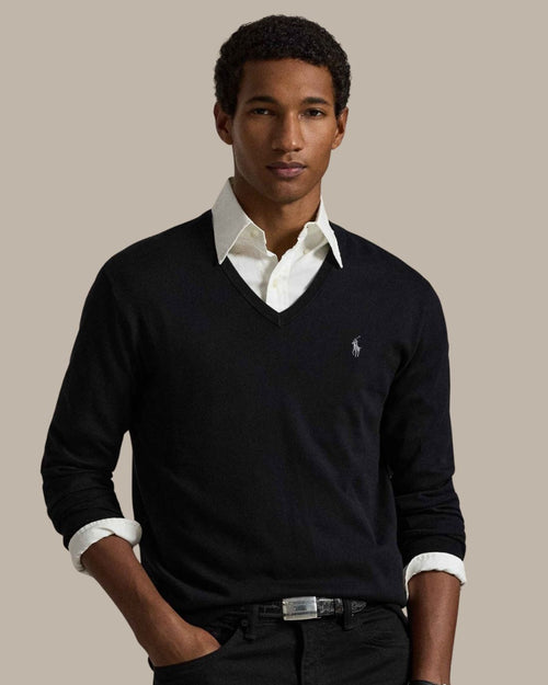 Sueter Ls Sf Vn Pp-Long Sleeve-Sweater Ralph Lauren Para Hombre De Color Negro