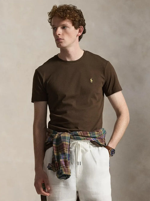 CAMISETA RALPH LAUREN PARA CABALLERO MANGA CORTA CAFE REF 710671438533