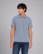Sueter Sleek Pique Ss Zip Polo Azul Para Hombre Michael Kors