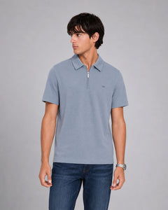 Sueter Sleek Pique Ss Zip Polo Azul Para Hombre Michael Kors