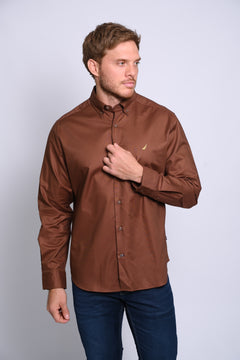 NAUTICA CAMISA MANGA LARGA DE HOMBRE MARRON