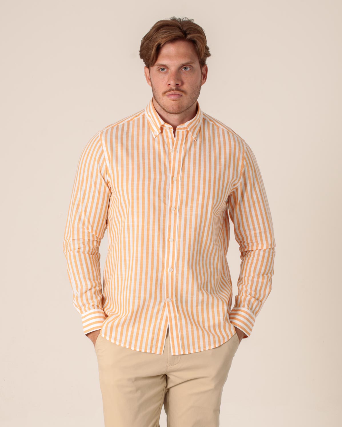 CARVEN CAMISA M/L HOMBRE NARANJA CVK04143OR