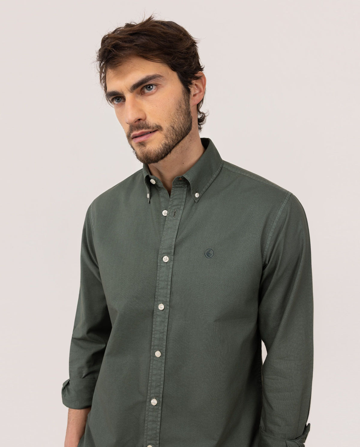Camisa Algodón Garment Dyed EL GANSO HOMBRE VERDE