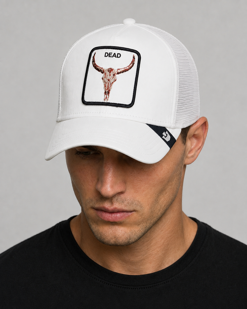 GORRA GORIN BROSS FAUX LEATHER BULL SKULL COLOR BLANCO