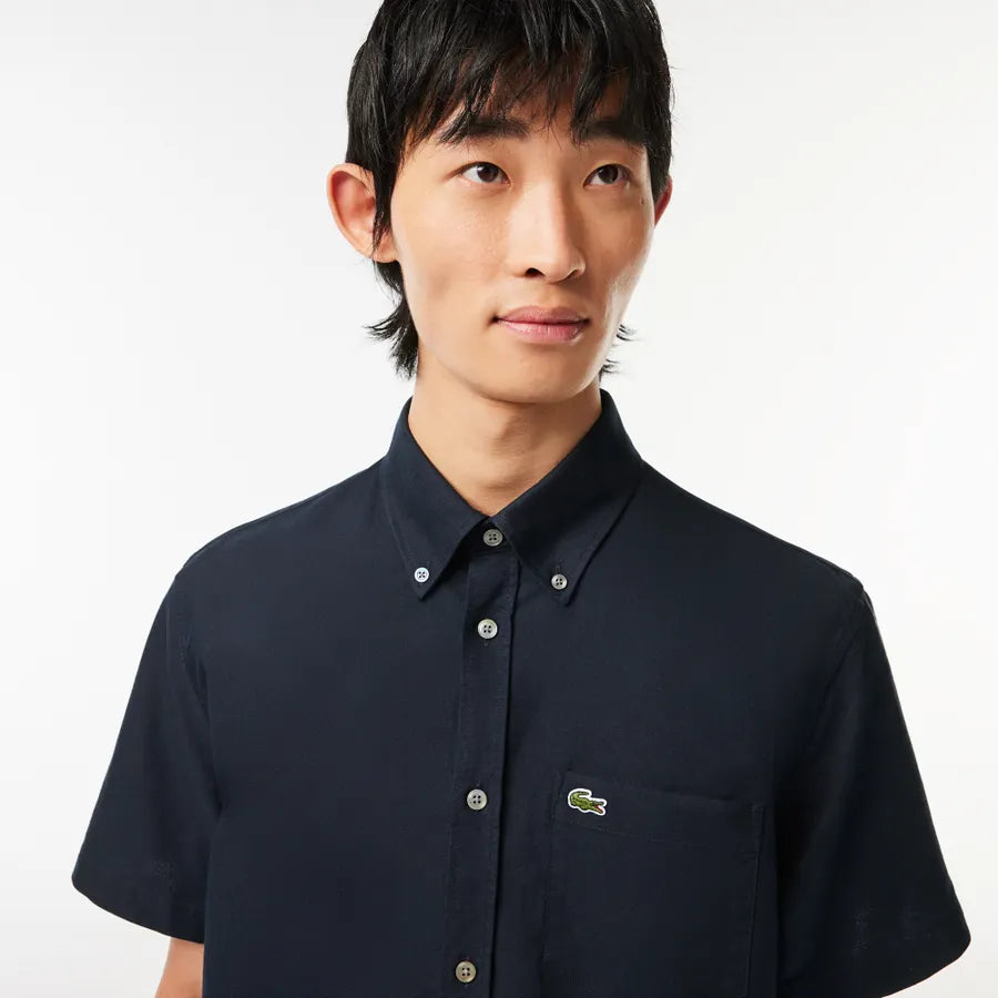 LACOSTE CH1917F2W CAMISA OXFOR MANGA CORTA FIT BLUE