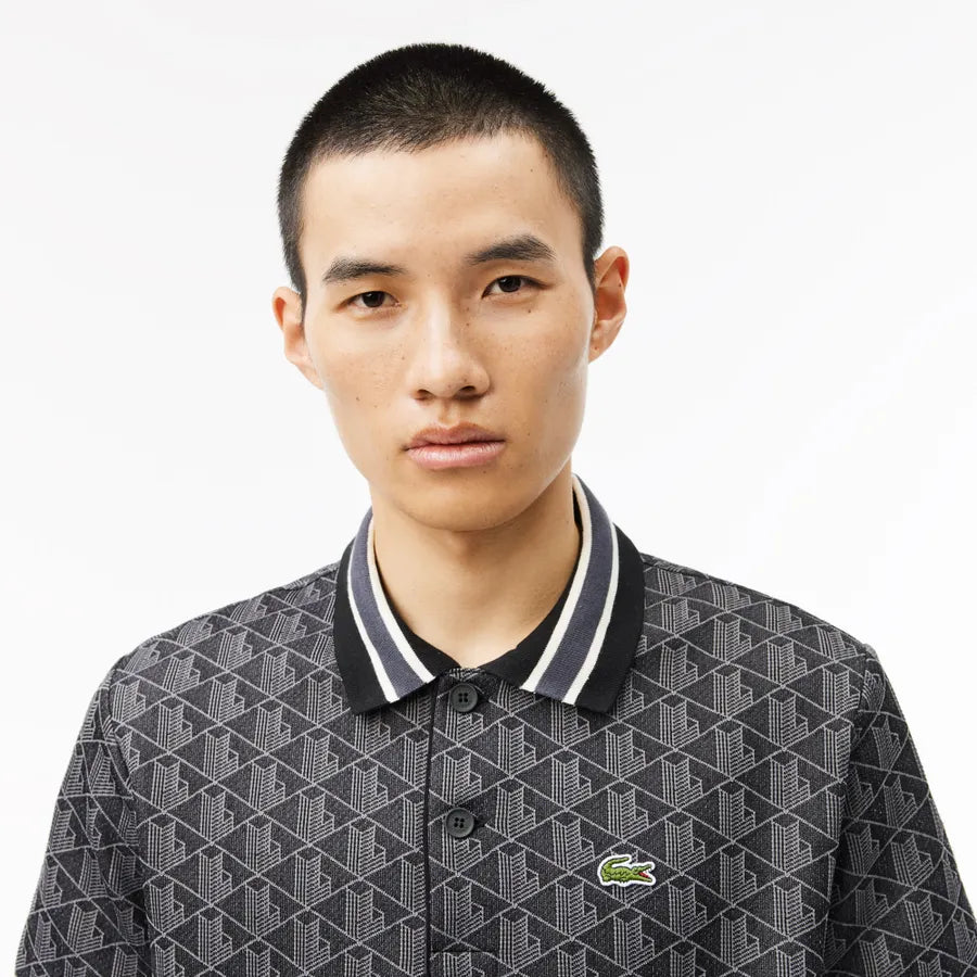 LACOSTE DH14174PC POLO CON MONOGRAMA EN JACQUAR CLASICO BLACK