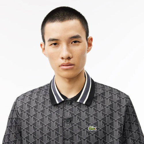 LACOSTE DH14174PC POLO CON MONOGRAMA EN JACQUAR CLASICO BLACK