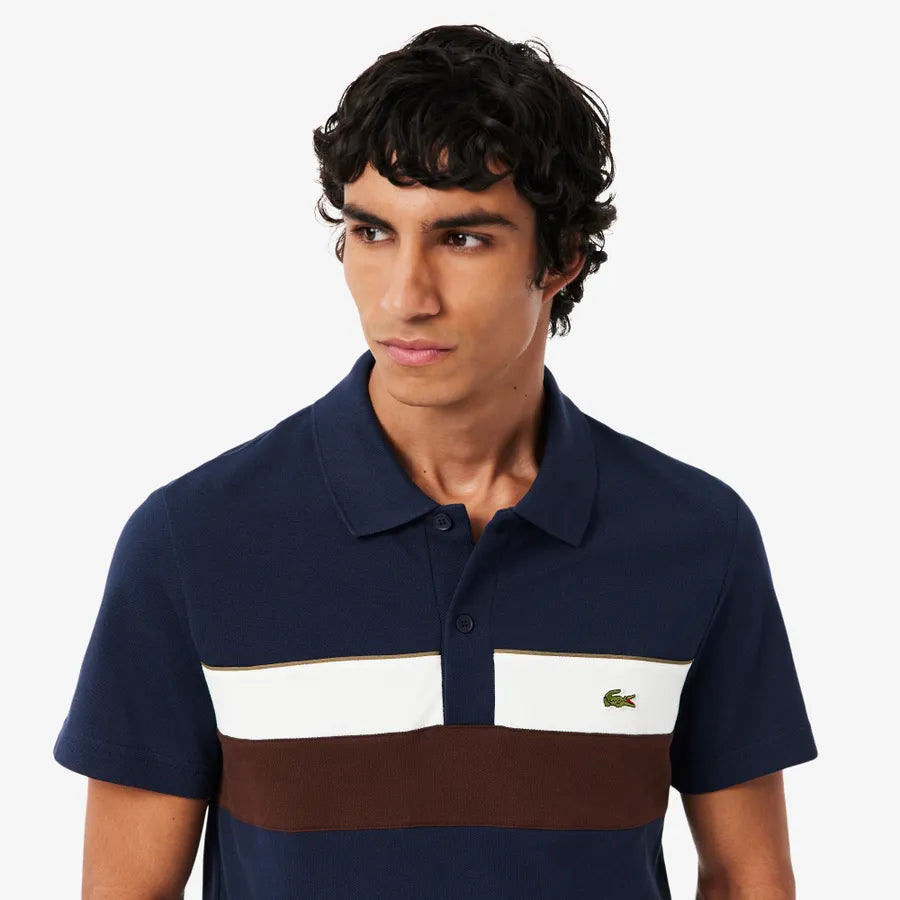 LACOSTE PH59186WZ POLO MINIPIQUE COLOR BLOCK NAVY BLUE