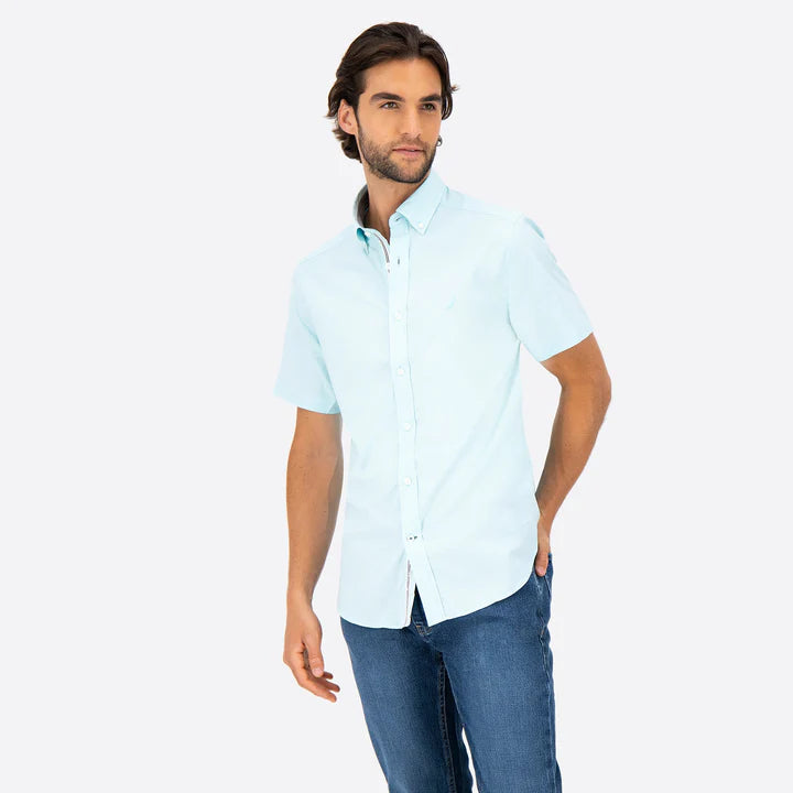 NAUTICA CAMISA M/C DE HOMBRE AZUL 01100W-45A