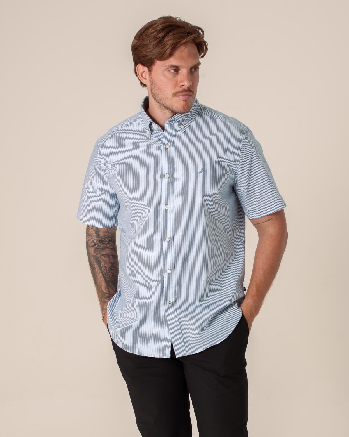 NAUTICA CAMISA M/C DE HOMBRE AZUL 0199WS-41C