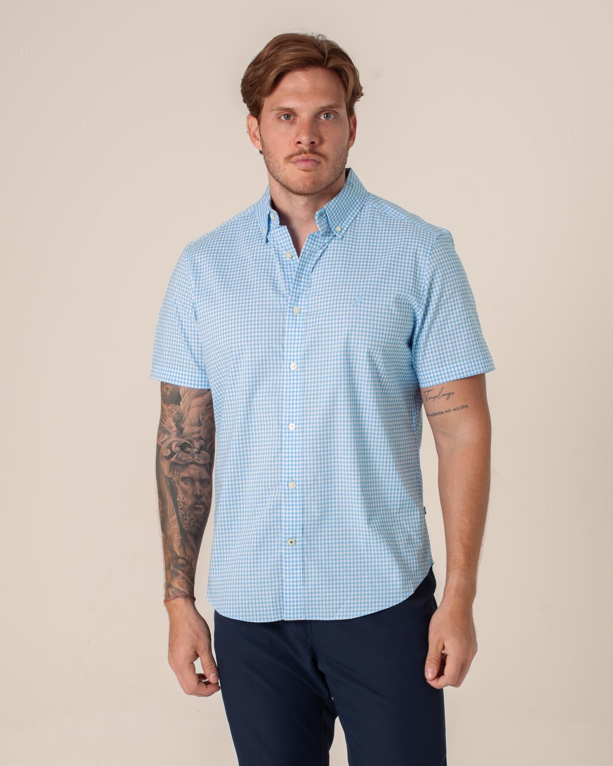 NAUTICA CAMISA M/C DE HOMBRE AZUL 27109WS-40N