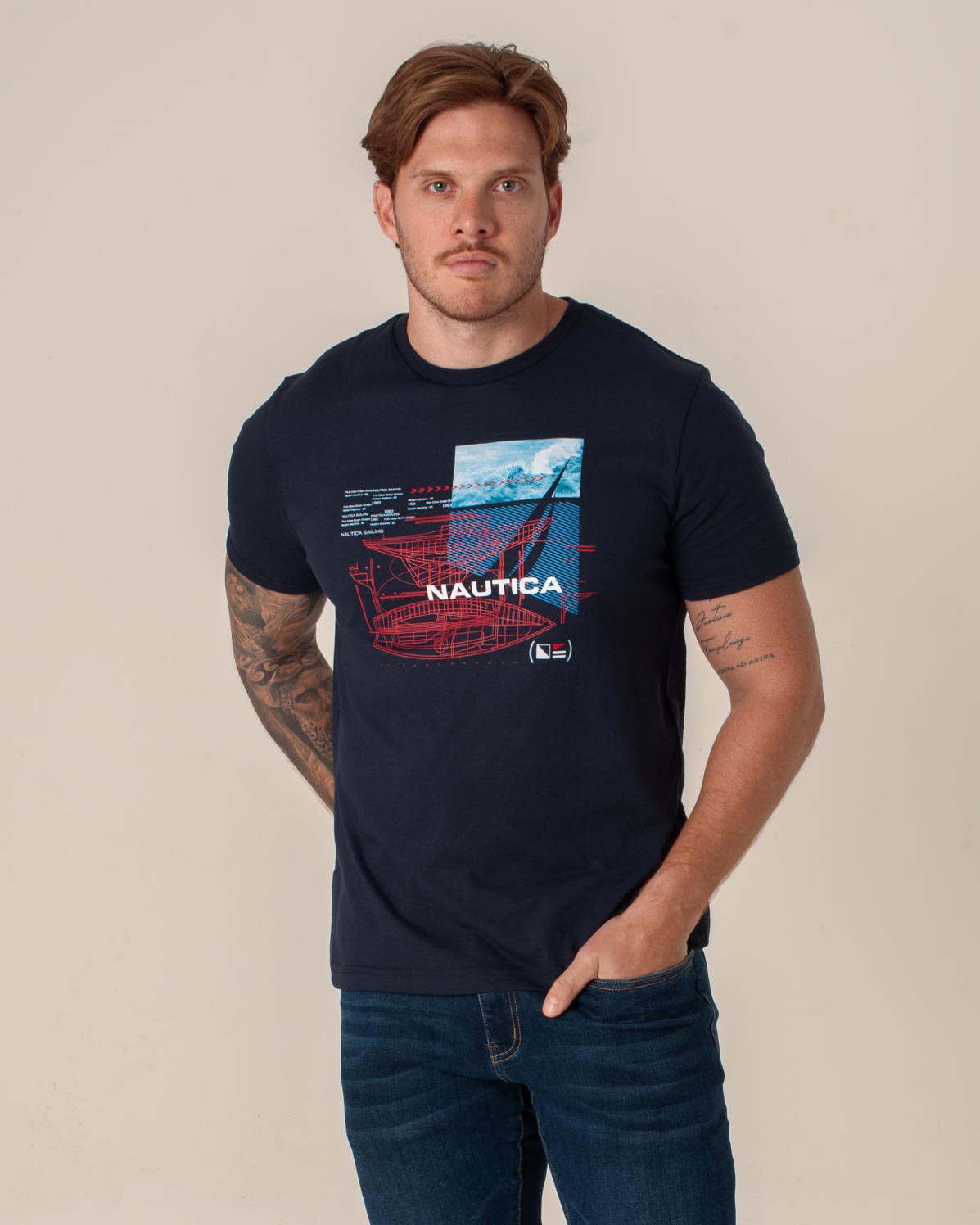 NAUTICA T-SHIRT M/C DE HOMBRE AZUL VR5806-4NV