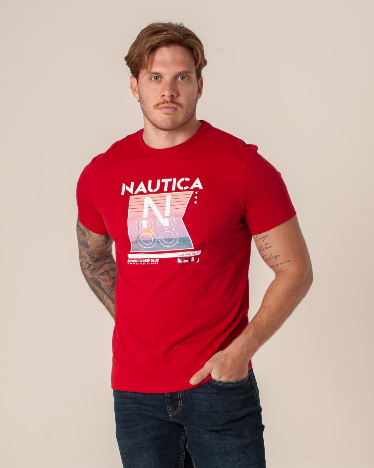 NAUTICA T-SHIRT M/L DE HOMBRE ROJO VR5827-6NR