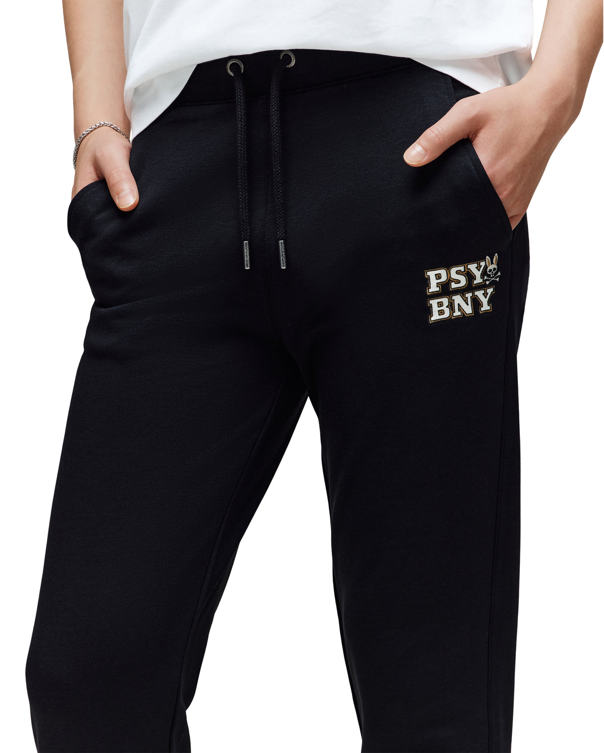 PSYCHO BUNNY PANTALÓN DEPORTIVO CON PARCHE DE CORDÓN WADE PARA NIÑO NIÑO NEGRO KB0800002001