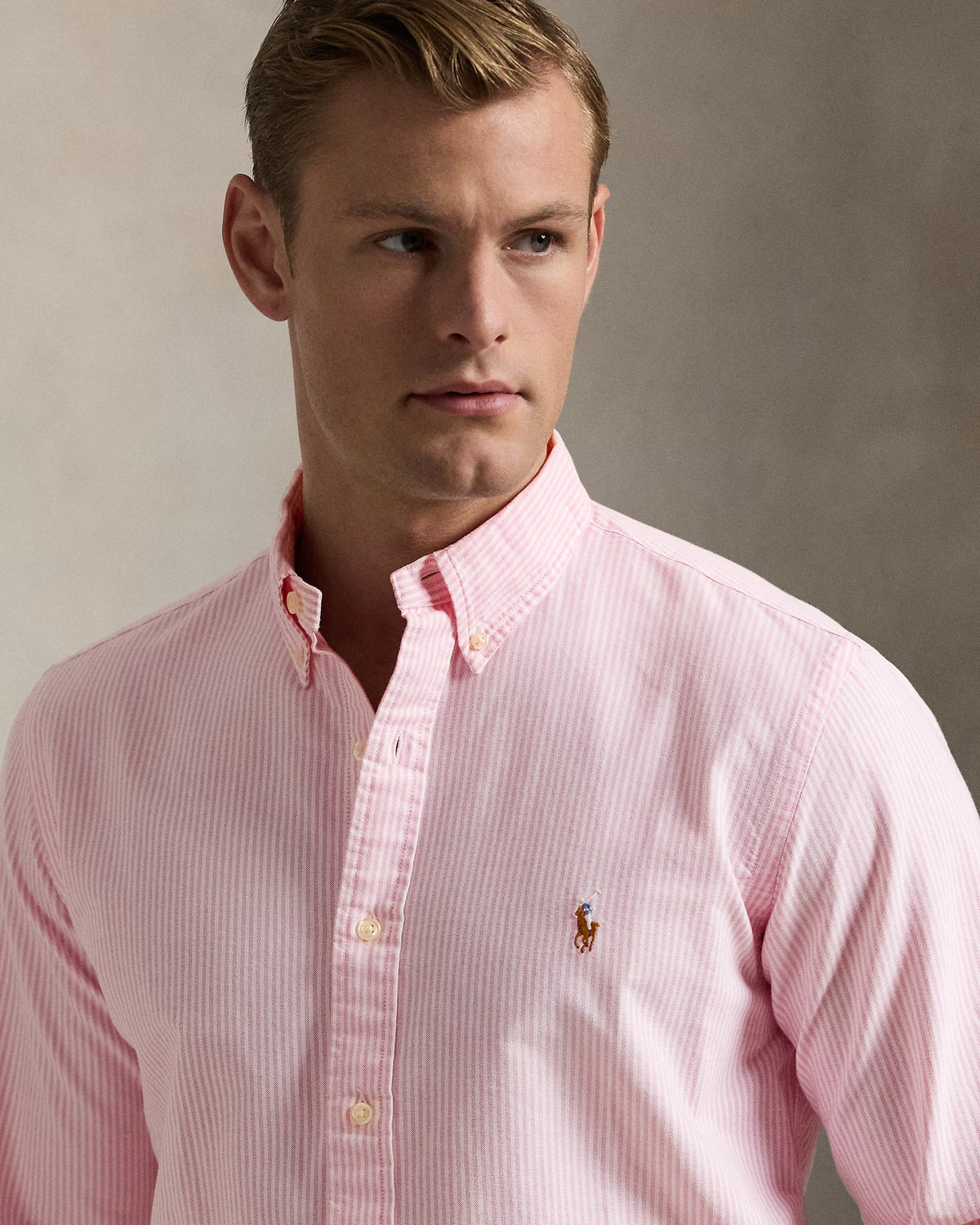 CAMISA M/L RALPH LAUREN HOMBRE NEW ROSE/WHITE 710953704001