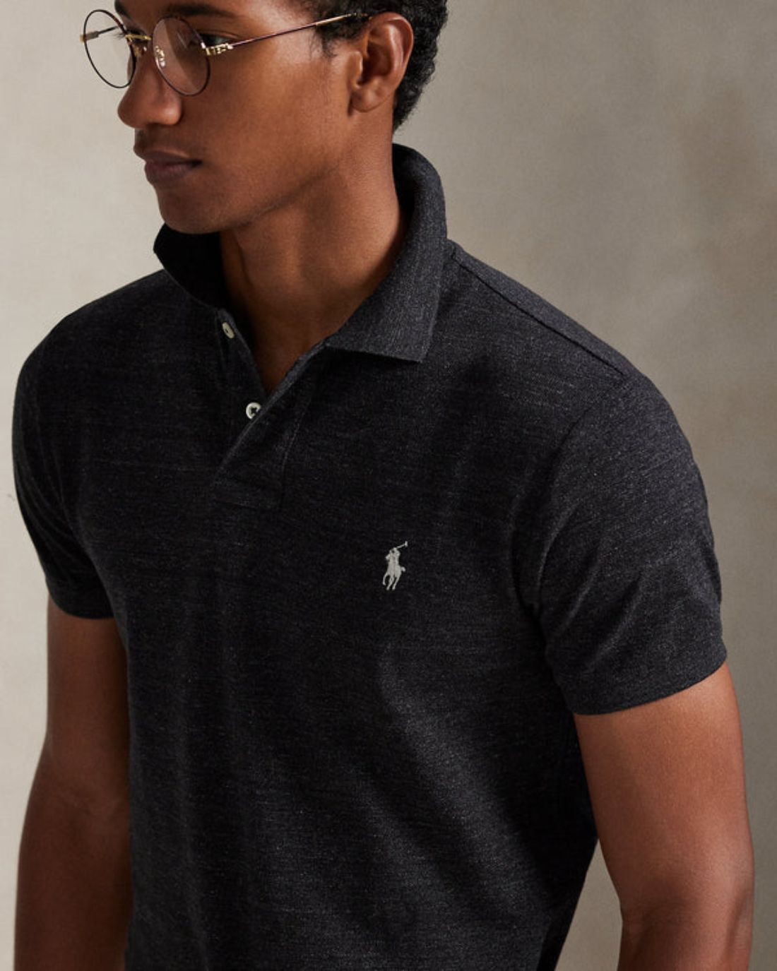 CAMISA POLO M/C RALPH LAUREN HOMBRE BLACK MARL HEATHER 710680784011