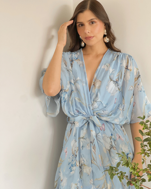 VESTIDO PRIMIA ROMINA FLORAL AZUL