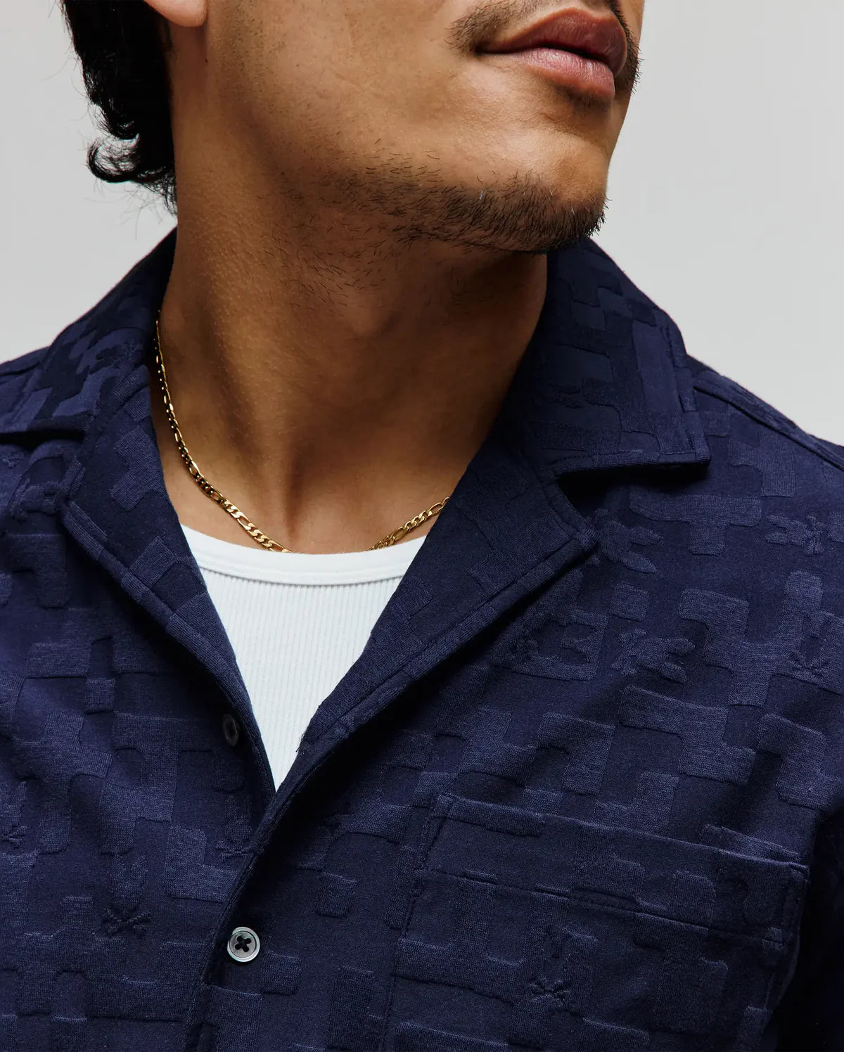 PSYCHO BUNNY CAMISA MANGA CORTA JACQUARD JOSH PARA CABALLERO HOMBRE AZUL MT0300071423
