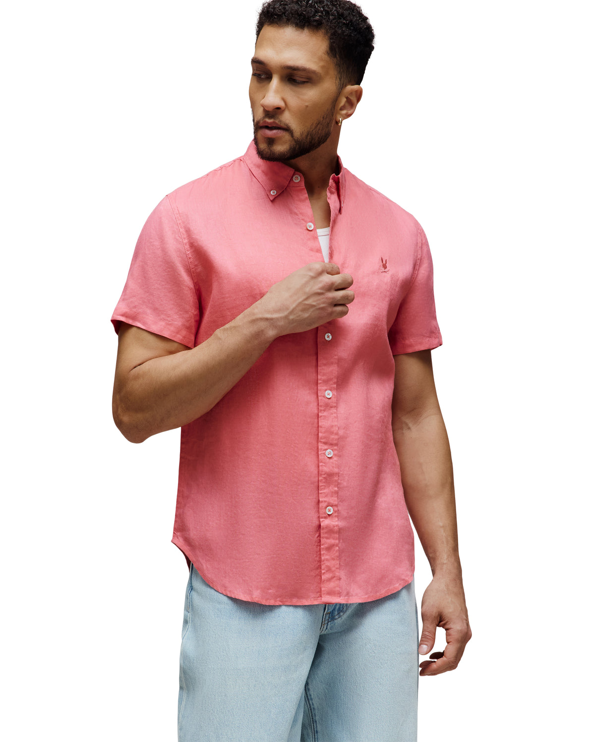 PSYCHO BUNNY CAMISA MANGA CORTA DE LINO ALDINE PARA CABALLERO HOMBRE ROJO B6Q679C200663