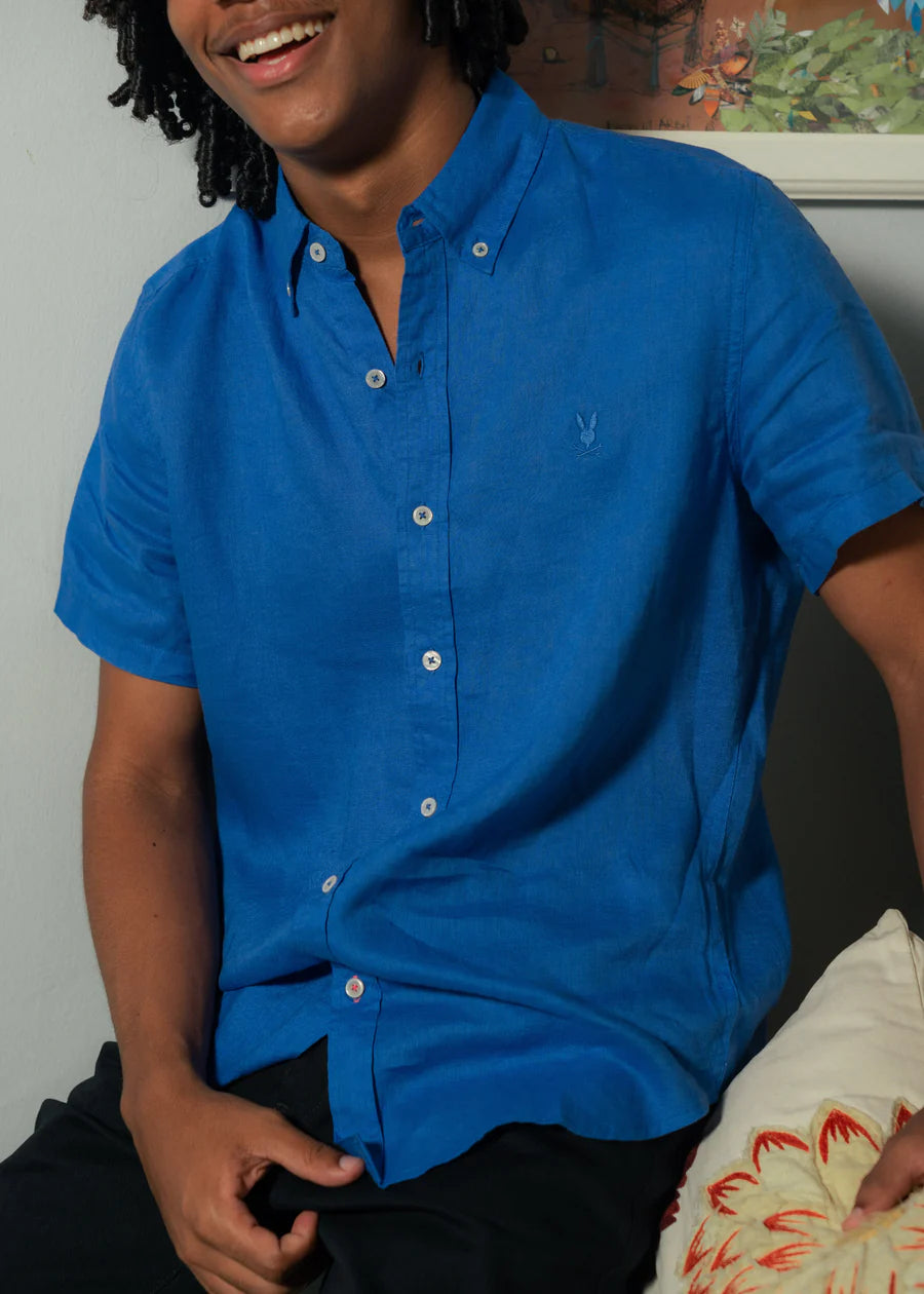 CAMISA M/C PSYCHO BUNNY PARA HOMBRE COLOR AZUL B6Q679C200426