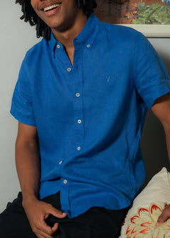 CAMISA M/C PSYCHO BUNNY PARA HOMBRE COLOR AZUL B6Q679C200426