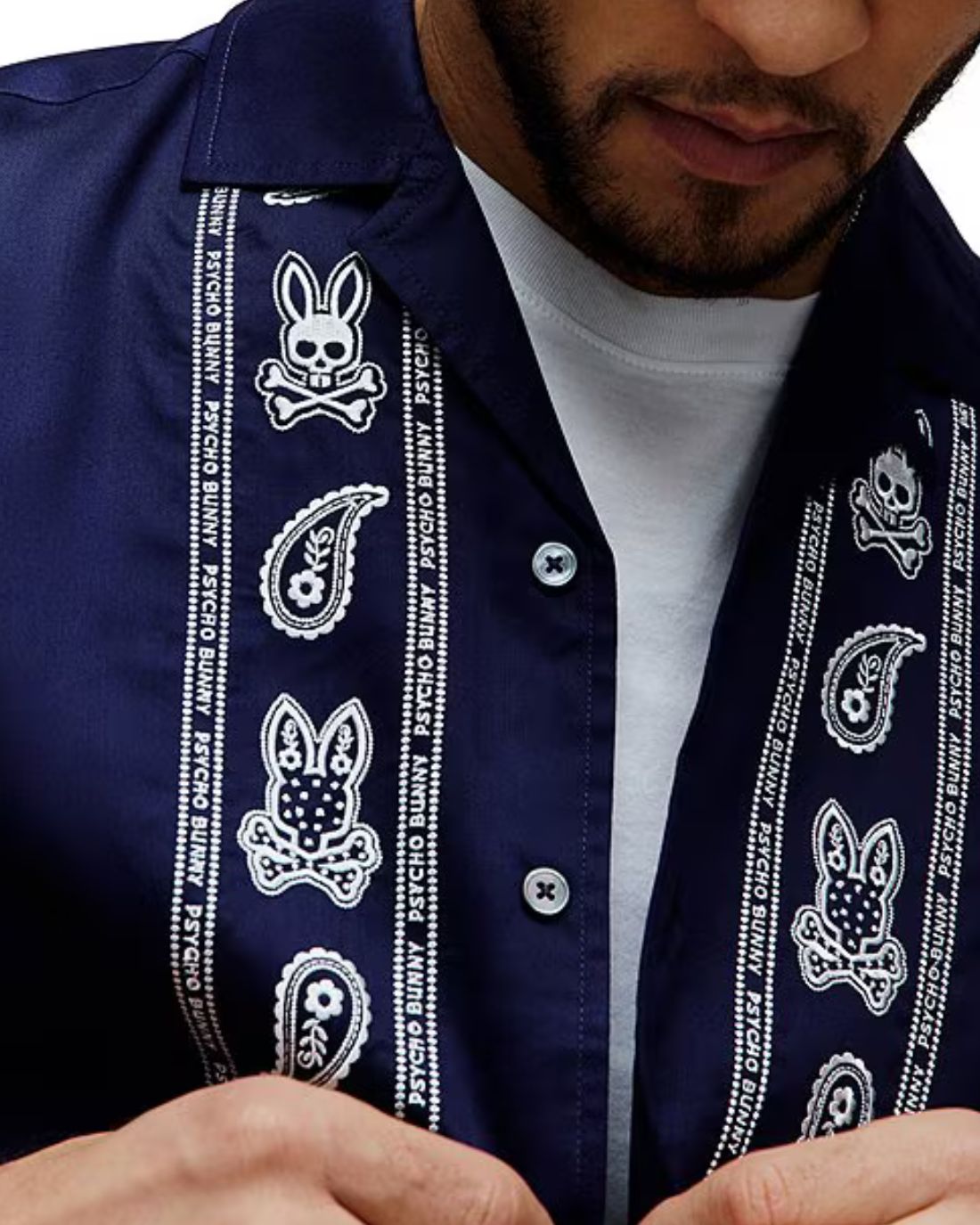 CAMISA M/C PSYCHO BUNNY PARA HOMBRE COLOR AZUL MT0300084402