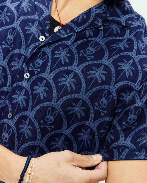 CAMISA M/C PSYCHO BUNNY PARA HOMBRE COLOR AZUL MT0300133402
