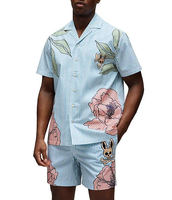 CAMISA M/C PSYCHO BUNNY PARA HOMBRE COLOR AZUL MT0300082407
