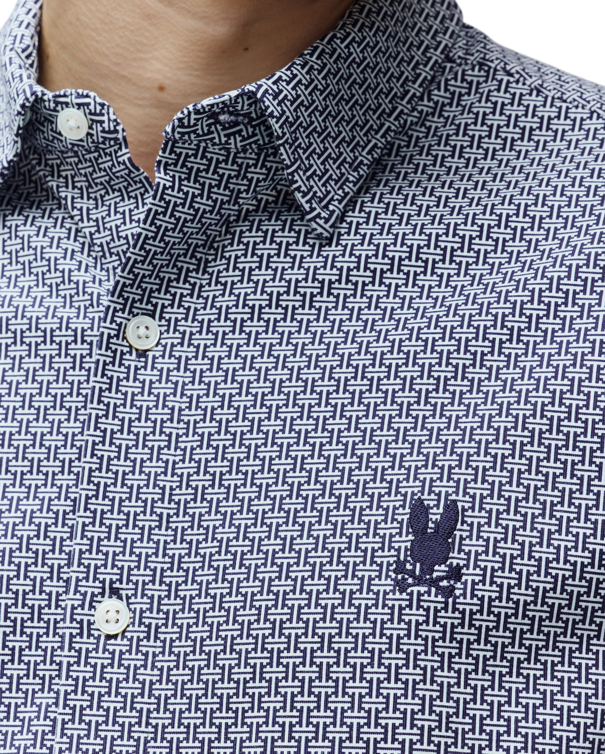 PSYCHO BUNNY CAMISA MANGA LARGA MICRO ESTAMPADA MAX PARA CABALLERO HOMBRE AZUL MT0300123402