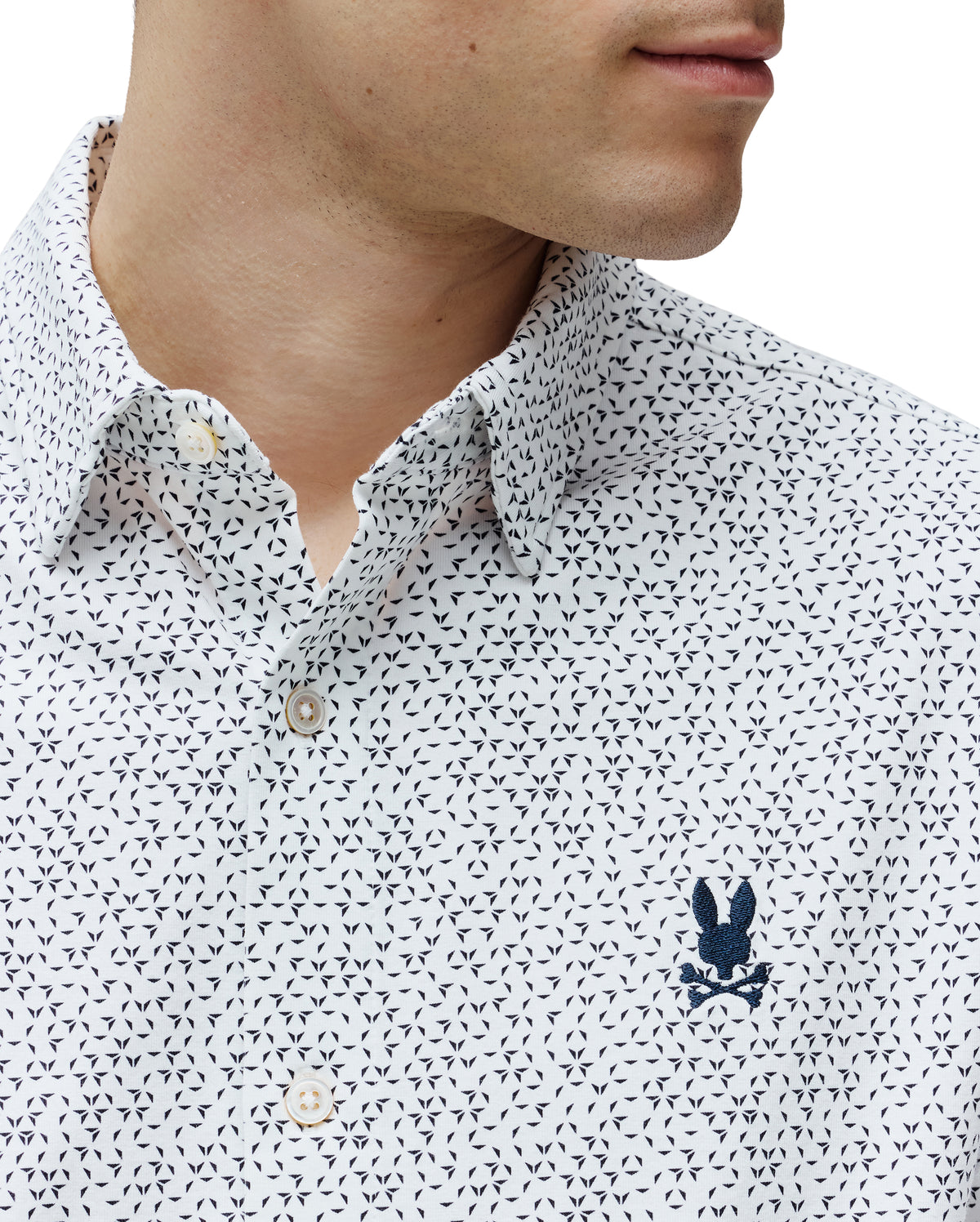 PSYCHO BUNNY CAMISA MANGA LARGA MICRO ESTAMPADA SAFFA PARA CABALLERO HOMBRE BLANCO MT0300157100