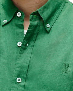 PSYCHO BUNNY CAMISA MANGA LARGA DE LINO ALDINE PARA CABALLERO HOMBRE VERDE B6C678C200321
