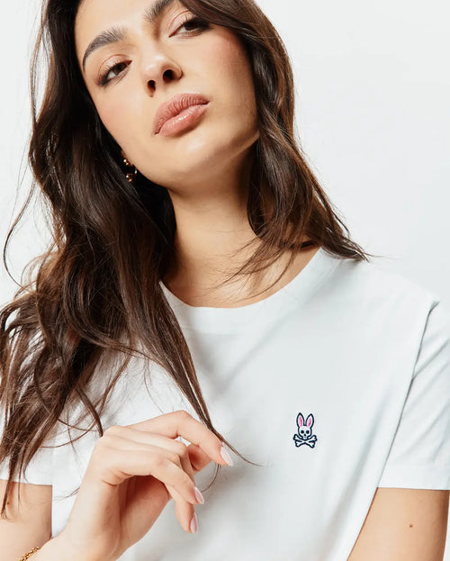 T-SHIRT PSYCHO BUNNY PARA DAMA COLOR BLANCO WT0200005WHT