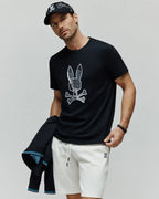 PSYCHO BUNNY CAMISETA ESTAMPADA BORDADA OLIVIER PARA CABALLERO HOMBRE NEGRO MT0200200001