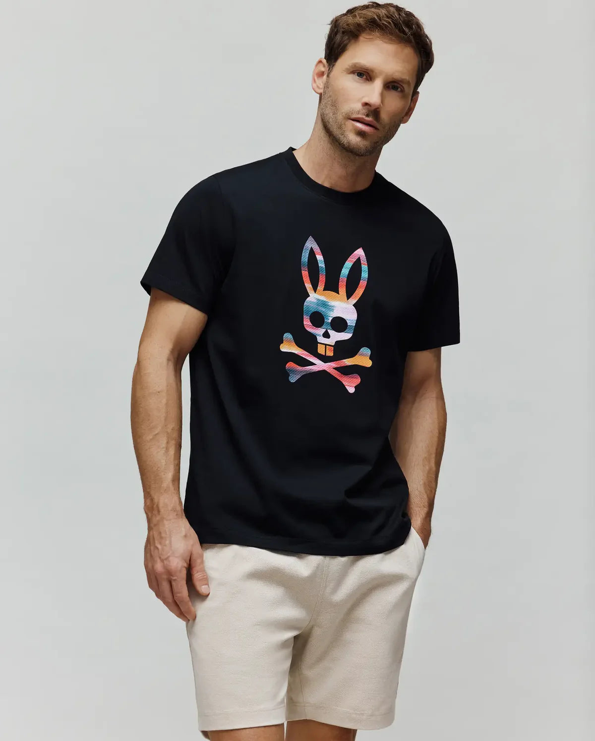 PSYCHO BUNNY CAMISETA ESTAMPADA RAPHAEL PARA CABALLERO HOMBRE NEGRO MT0200225001