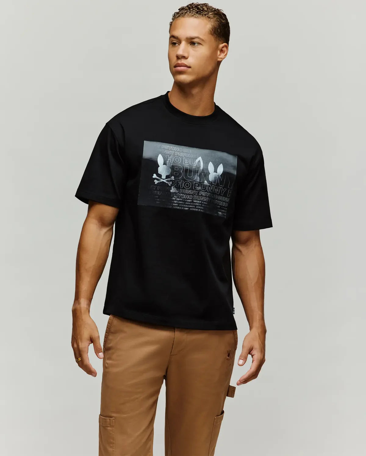 PSYCHO BUNNY CAMISETA HOLGADA ESTAMPADA JARVIS PARA CABALLERO HOMBRE NEGRO MT0200332001